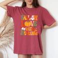 Fall In Love With Reading Book Autumn Pumpkins And Teachers Women's Oversized Comfort T-Shirt Blue Jean