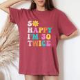 Groovy So Happy I'm Thirty 30 Twice Sixtieth 60Th Birthday Women's Oversized Comfort T-Shirt Blue Jean