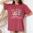 Just A Girl Who Loves Ramen And Boba Ramen Boba Bubble Women's Oversized Comfort T-Shirt Blue Jean
