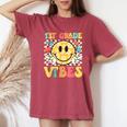 1St Grade Vibes Smile Face Back To School Girls First Grade Women's Oversized Comfort T-Shirt Crimson