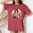 Anime Ragazza Kawaii Gatti Manga Otaku T-shirt comoda oversize da donna Crimson