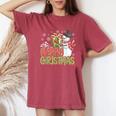 Bastoncino Di Zucchero Uomini Donne Xmas Pupazzo Di Neve T-shirt comoda oversize da donna Crimson