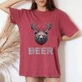Beer Grizzly Orso Cervo Orso Con Corna Birra T-shirt comoda oversize da donna Crimson