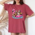Bigfoot Chilling On Flamingo Float With Beer Fun Summer Vibe Women's Oversized Comfort T-Shirt Crimson