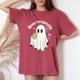 Borracho Halloween Drink Beer Mexican Drunk Ghost Spanish Women's Oversized Comfort T-Shirt Crimson