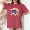 Chat M'épuise Chat Humour Homme Drôle Chaton T-shirt oversize confortable pour femme Crimson