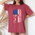 Cheer Dad Vintage American Flag Father Cheerleader Girl Women's Oversized Comfort T-Shirt Crimson