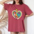Colorful Para Teacher Paraprofessional Cute Pencil Heart Women's Oversized Comfort T-Shirt Crimson