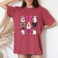 Cute Ghost Coquette Aesthetic Pink Bows Spooky Season Girl Women's Oversized Comfort T-Shirt Crimson