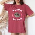 Divertente Meme Criceto Triste Con Scritta I'm Literally Just A Girl T-shirt comoda oversize da donna Crimson