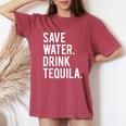 Divertente Divertente Save Water Drink Tequila T-shirt comoda oversize da donna Crimson