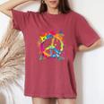 Farfalla Pace Sign Coloreernice Splash Farfalle T-shirt comoda oversize da donna Crimson