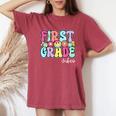 First Day Of 1St Grade Girls Teacher First Grade Vibes Women's Oversized Comfort T-Shirt Crimson