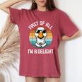 First Of All I'm A Delight Sarcastico Divertente T-shirt comoda oversize da donna Crimson