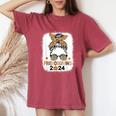 Friends Giving 2024 Thanksgiving Friendsgiving Messy Bun Women's Oversized Comfort T-Shirt Crimson