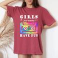 80S 90S Girls Just Wanna Have Fun Cassette Vintage Women's Oversized Comfort T-Shirt Crimson