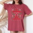 Wine Drinking Wine Lover Ugly Christmas Sweater Party Women's Oversized Comfort T-Shirt Crimson