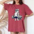 Gato Levantamiento De Pesas Fitness Entrenamiento Es Y Hombres Camiseta extragrande cómoda para mujer Crimson
