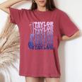 Girl Retro Taylor First Name Personalized Groovy 80'S Purple Women's Oversized Comfort T-Shirt Crimson