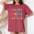 Groovy Maestra Spanish Teacher Welcome Back To School Women's Oversized Comfort T-Shirt Crimson