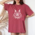 Impronta Digitale Gatto Maine Coon Dad Mom T-shirt comoda oversize da donna Crimson