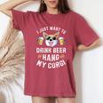 I Just Want To Drink Beer And Hang With My Corgi T Uomo T-shirt comoda oversize da donna Crimson