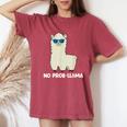 Lama Lama Lama No Problama Alpaca No Probllama Prob Lama T-shirt comoda oversize da donna Crimson