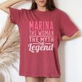 Marina The Woman The Myth The Legend Nome Marina Con Collo A T-shirt comoda oversize da donna Crimson