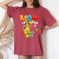 Mom And Dad Birthday Boy Dinosaur Family Matching Women's Oversized Comfort T-Shirt Crimson