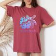 Navarre Beach Florida Sea Turtle Flowers Surfer Souvenir Women's Oversized Comfort T-Shirt Crimson