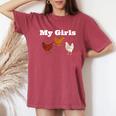 Polli Galline My Girls T-shirt comoda oversize da donna Crimson