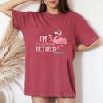 Retired Flamingo I'm Flocking Retired Party Drinking Wine Women's Oversized Comfort T-Shirt Crimson
