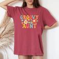 Retro Groovy Aunt 1St Birthday Auntie Matching Family Hippie Women's Oversized Comfort T-Shirt Crimson