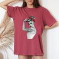 Rosie Pin Up Arte Retrò Moderna Di Girl Power Con Collo A T-shirt comoda oversize da donna Crimson