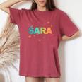 Sara Bellissimo Nome Con Farfallas T-shirt comoda oversize da donna Crimson