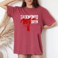 Taekwondo Niñas Es Estudiantes Artes Marciales Camiseta extragrande cómoda para mujer Crimson