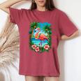 Tropical Flamingo Summer Vibes Beach For A Vacationer Women's Oversized Comfort T-Shirt Crimson