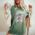 American Messy Bun Girl 4Th Of July Messy Bun Usa Flag Women's Oversized Comfort T-Shirt Moss