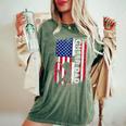 Cheer Dad Vintage American Flag Father Cheerleader Girl Women's Oversized Comfort T-Shirt Moss