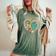 Colorful Para Teacher Paraprofessional Cute Pencil Heart Women's Oversized Comfort T-Shirt Moss