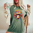 Donna Divertente Scimmia Anni '60 '70 Groovy Gorilla Hippie Ape Cool Monkey Con Collo A T-shirt comoda oversize da donna Moss