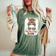Friends Giving 2024 Thanksgiving Friendsgiving Messy Bun Women's Oversized Comfort T-Shirt Moss