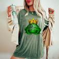 Frog Prince & Crown Uomini Ragazzi Bambini Donne Kissed A Frog T-shirt comoda oversize da donna Moss