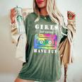 80S 90S Girls Just Wanna Have Fun Cassette Vintage Women's Oversized Comfort T-Shirt Moss