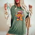 Gingerbread Man Cookie Santa Claus Hat Christmas Boys Girls Women's Oversized Comfort T-Shirt Moss