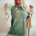 Groovy Maestra Spanish Teacher Welcome Back To School Women's Oversized Comfort T-Shirt Moss