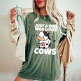 Just A Girl Who Loves Cows Costume Da Contadino Di Mucca T-shirt comoda oversize da donna Moss