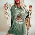 Just A Girl Who Loves Horses Vintage Horse Women's Oversized Comfort T-Shirt Moss