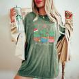 Merry Christmas Cactus Tree Lights Cactus Lover Xmas Women's Oversized Comfort T-Shirt Moss