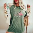 Retired Flamingo I'm Flocking Retired Party Drinking Wine Women's Oversized Comfort T-Shirt Moss